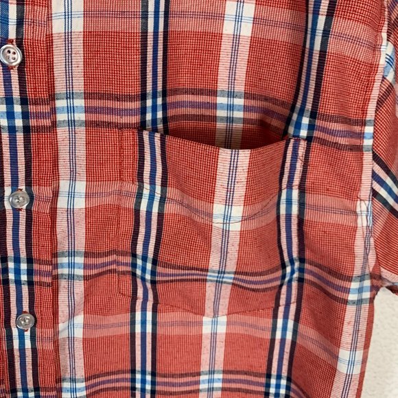 True Rock Plaid Shirt Size M Beach Rust Chest Pocket Short Sleeve Norm Gorp - Picture 3 of 12